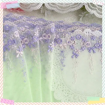 1 Kieme Žalia Violetinė Siuvinėjimo Nėrinių Apdaila ir Vestuvių Vestuvių Suknelė Kostiumų Dizaino Nėrinių Akių 18cm pločio