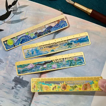 1 vnt Metalo Van Gogho naftos paveikslai išskaptuotas valdovas studentų palaima dovana Matavimo įrankis