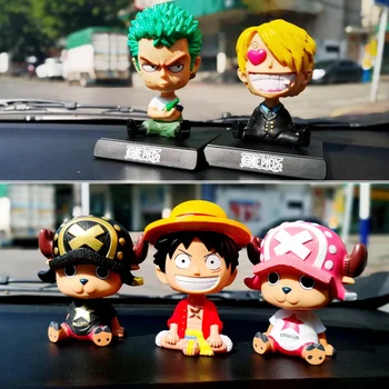 11cm Anime One Piece Automobilių Reikmenys Luffy Zoro Veiksmų Skaičius, Purtant Galvą Kolekcijos Papuošalai Chopper Sanji Duomenys Modelis Lėlės