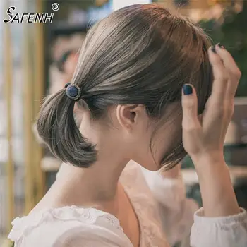 1Pc Audinio plaukų aksesuarai moterims korėjos Elastingas Plaukų Žiedas Gumos juostos Mygtuką paprasta temperamentas moterų Plaukų virvė