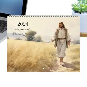2024 Jėzus Kalendorinio Mėnesio Biblija Kalendorius Biblijos Stichijos Kalendorius 2024 M. Sienos Menas Kalendorius 2024 Hangable Išskirtinį 11X8.5Inch