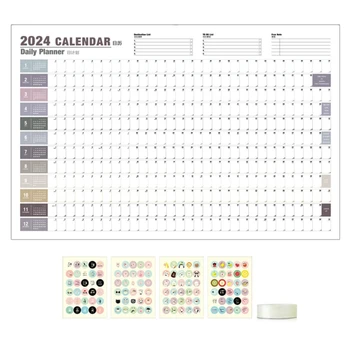 2024 m. Kasmet Mėnesio Sieninis Kalendorius, Wirebound Kalendorius, skirtas Namų Mokymas Planuoti ir Planuoti Nusprendė, Blokai, 29.92x20.47inches