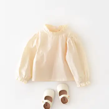 2024 m. Pavasario Mergaitė Vaikai Kietas Mados Megztinis Marškinėliai Baby Sweet Medvilnės ilgomis Rankovėmis T-shirt Vaikas Prarasti Atsitiktinis Viršūnes Bamblys Tees