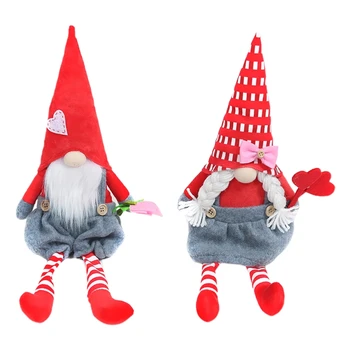 2024 Naujas Mielas Valentino Dieną Gnome Dekoras Dekoratyvinis Valentino Šalies Prop Romantiško Stiliaus Rankų Darbo Gnome Pliušinis Žaislas Elf Apdaila