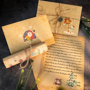 6 Vienetų Kalėdinių Dovanų Paketo Raštinės Reikmenų Rinkinį Su Dovana Paketo Raštinės Reikmenys Rudo Popieriaus Vintage Kalėdų Laiškas Knyga Apgaubti