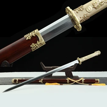 99cm Tiesa plieno Viduramžių Tiesa kardas Vandens Drakonas Tango Kardas Mūšį pasirengę kardas Ranka, kūjo Damasko Plieno Aštrus ginklas katana
