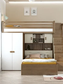 Baltasis vaškas medienos viršutinės ir apatinės lovos, motina lova, stalas, spinta, integruotas mažų vienetų, daugiafunkcinis, aukštos ir žemos lovos