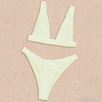 bikini Moterims maudymosi kostiumėlį Merginos Bikini Slim Gryna Spalva Bikini moterų maudymosi kostiumėliai 2023
