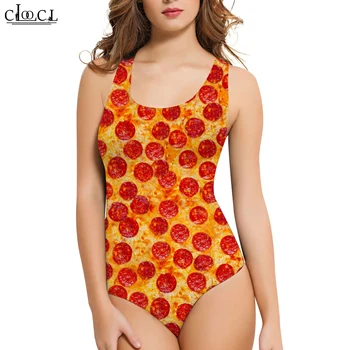 CLOOCL Mados Ponios Rankovių maudymosi kostiumėlį Gourmet Pizza 3D vientisas maudymosi Kostiumėliai, Atsitiktinis Vasaros Moterų Maudymosi Kostiumą Lašas Laivybos