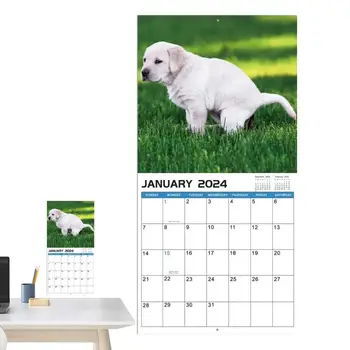 Crapping Šunys Kalendorius 2024 Šuo Pobūdžio Skambučių Mėnesio Kalendorius Juokinga Sienos Meno Kamštukas Humoro Dovana Išdaiga Kalendorius 2024 Kalendorius
