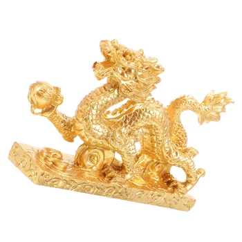 Derliaus Dragon Ornamentu Darbalaukio Modeliavimas Kinų Drakonas Dekoro Dervos Dragon Aukso Spalvos Naujųjų Metų Dovanos