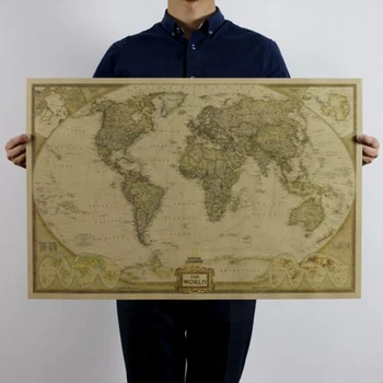 Didelio Dydžio Pasaulio Žemėlapio Plakatas Vintage Stiliaus Kraftpopieris Retro Plakato Namų puošybai 71* 46.5 cm (28*18inch) , Pasaulio Žemėlapis