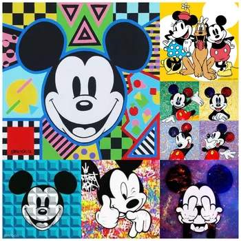 Disney 5D Diamond Tapybos Diamond Siuvinėjimo Animacinių filmų Mickey ir Minnie Kryželiu Rinkiniai Mozaikos Dekoras Miegamasis Namų Puošybai