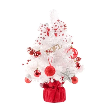 Elegantiškas Miniatiūros Raudonos ir Baltos spalvos Kalėdinės Eglutės su Besisukančiais Music Box
