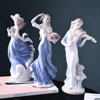Europos namų dekoravimo Reikmenys kilnus mergina Statulėlės kūrinys kambario dekoravimas Ornamentais grožio keramikos Statula Papuošalai dovanos