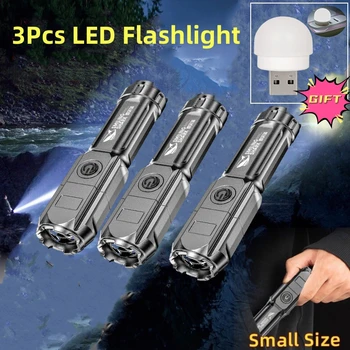 Galingas LED Žibintuvėlis Milžinišką Šviesus Taktinis Žibintuvėlis Įkraunamas USB 18650 Vandeniui Zoom Žvejybos, Medžioklės LED Žibintuvėlis