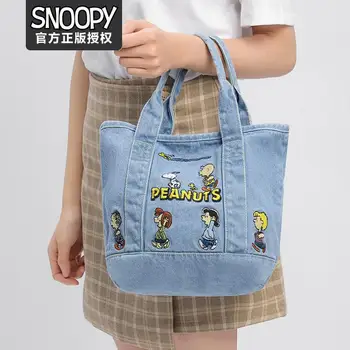 Kawaii Snoopy Anime Ir Animacinių Filmų Mielas Kaubojus Siuvinėjimo Rankinėje Bento Krepšys, Pirkinių Krepšys Priešpiečių Dėžutė Maišą Nešti Maišą