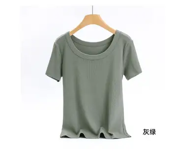 Kieto Pagrindinių Trumpas Rankovės Moterų Atsitiktinis Marškinėlius spalva