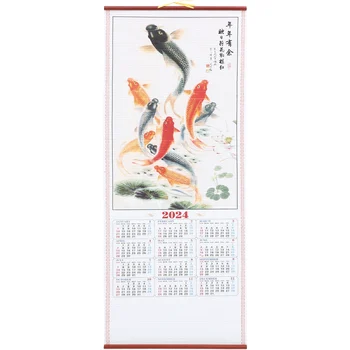 Kinų Kalendorių Pažymėkite Kabinti Kalendorinius Metus Drakonas Kalendorius 2024 Sienos Mėnesio Naujųjų Metų Tradicinės Kinų Apdaila