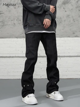 Kniedės Džinsai Vyrams Kietas Streetwear Mados Laisvalaikio Amerikietiško Stiliaus Džinsai Paprastas Studentų Vyrų Drabužiai Dienos Kišenės Prašmatnus Populiarus