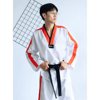 Korėjos Taekwondo Vienodai V-Kaklo Dobok Baltas Uniformas, Tae Kwon Do MMA Kovos Menų, Karatė Juostele Kvėpuojantis