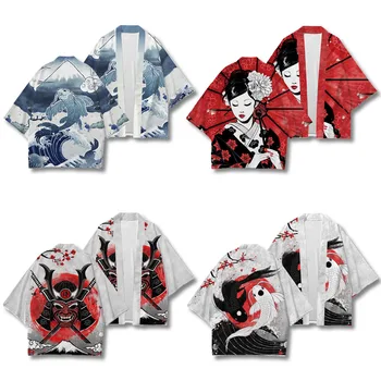 Mados Derliaus Japonų Stiliaus Anime Spausdinti Kimono 2023 Vyrų, Moterų Megztinis Cosplay Haori Negabaritinių Skraiste Drabužiai