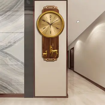 Naujas Kinų stiliaus sieninis laikrodis kambarį namuose Kinijos mados stilius paprastas ir tylus medžio masyvo šviesos prabangus dekoratyvinis laikrodis