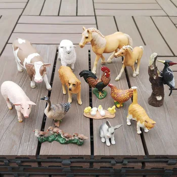 Naujas Realus Gyvūnų Figūrėlės Imituojamas Paukščių Veiksmų Skaičius, Ūkio Šuo, Antis, Gaidys Modelių Švietimo Žaislai Vaikams Dovanos Vaikams