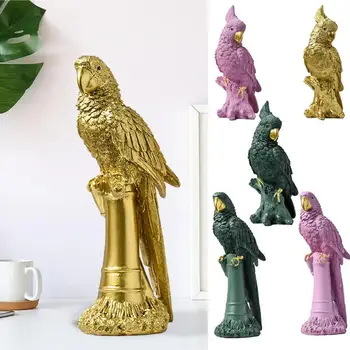 Papūga Ornamentu Šviesiai Prabangos Stiliaus Realus Dervos Paukščių Skulptūros Rankomis Dažyti Papūga Figūrėlės Namų Dekoro Priedai