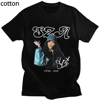 Reperis SZA CTRL X SOS Albumą, Print T-shirt, Derliaus Punk Unisex marškinėliai Negabaritinių Vyrų Hop Harajuku Medvilnės Marškinėliai, Streetwear