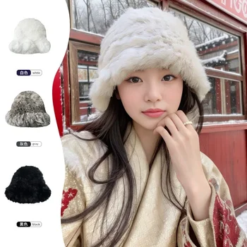 Rudenį ir žiemą debesis pliušinis skrybėlę moterų korėjos versija, šiltas triušio kailio kepurę Japonijos didele galva Turi būti gražus
