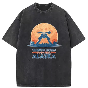 Shadow Moses Aliaskos Vyras Retro Grafinis T-shirts Įgulos Kaklo Atsitiktinis ilgomis Rankovėmis Marškinėliai, Unisex Naujovė Spausdinti Plauti Susagstomi megztiniai