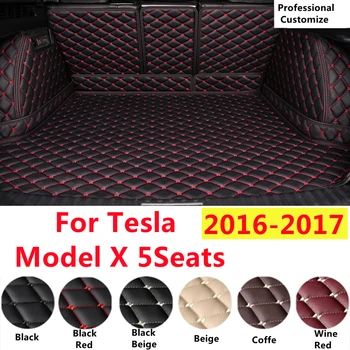 SJ, Pilnas Komplektas Užsakymą Tinka Tesla Model X 5Seats 2016 2017 XPE Odos Automobilio bagažo skyriaus Kilimėlis Uodega Įkrovos Dėklą Linijinių Krovinių Priekiniai Mygtukai Padengti