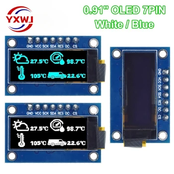 SSD1306 7PIN 0.91 colių 128x32 SPI OLED Modulis 0.91