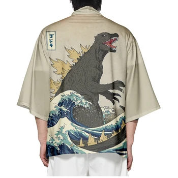 Tradicinės Paplūdimio Kimono Vyrai Moterys Cosplay Cardigan Atsitiktinis Yukata Marškinėliai Japonų Samurajus Haori