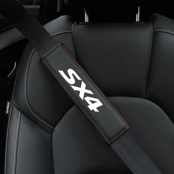 už Suzuki SX4 1pc karvės odos Automobilio Salono saugos Diržų Raštas Padengti Suzuki SX4 automobilių Auto Priedai