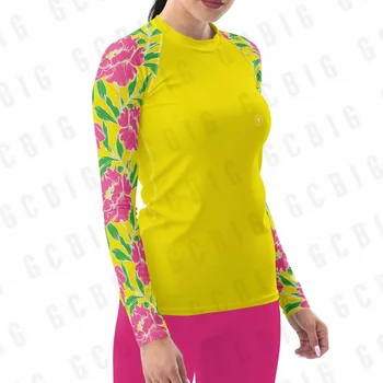 Vasaros Moterų Bėrimas Apsaugas ilgomis Rankovėmis UV Apsauga Naršyti T Marškinėliai Spausdinami ant Odos Nardymo Viršūnes Paplūdimio Rankšluosčiai Banglenčių Drabužius Floatsuit