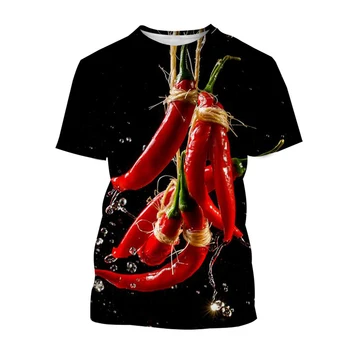 Vasaros Čili Daržovių 3D Print T-shirt Mados Streetwear Tees Vyrams trumpomis Rankovėmis T Shirts, Negabaritinių Hip-Hop Harajuku Vaikai Viršūnės