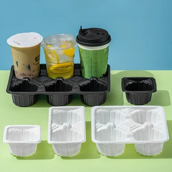 Vienkartiniai Pieno Arbatos Puodelio Laikiklis Sutirštės Plastiko Kavos Gėrimų Takeaway Pakuotės Dvigubai Taurės Fiksuotojo Tinklelis, Stabdžių Sklaidos Dėklas