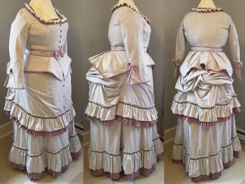 Viktorijos Dryžuotas Dieną Suknelė Pilietinio Karo Kamuolys Suknelė Moterims 18 Amžiuje Viduramžių Kostiumų Vintage Suknelė Vakare Šalis Suknelė Pagal Užsakymą