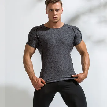 Vyriški Sportiniai Greitai-džiovinimo trumparankoviai marškinėliai Elastinga Top Gym Sporto Sportwear
