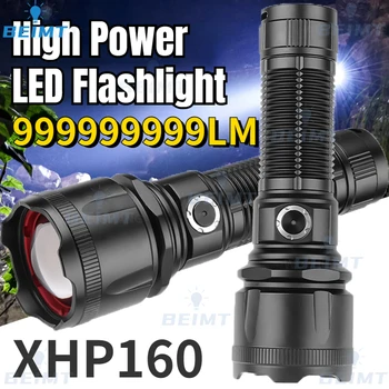 XHP160 High Power LED Žibintuvėlis LED 20W Balta Dėmesio Zoom Stiprios Šviesos IPX65 Lauke Metalo SwitchHot OLED Galia Ekranas