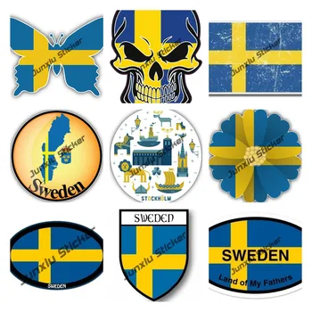 Švedijos Drugelis Žemėlapis Kaukolė Vėliavos Vinilo Decal Švedijos Miesto Shield Kelionės Patriotizmo Lipdukas Didžiuotis Švedas, Lipdukai, Automobilių Reikmenys